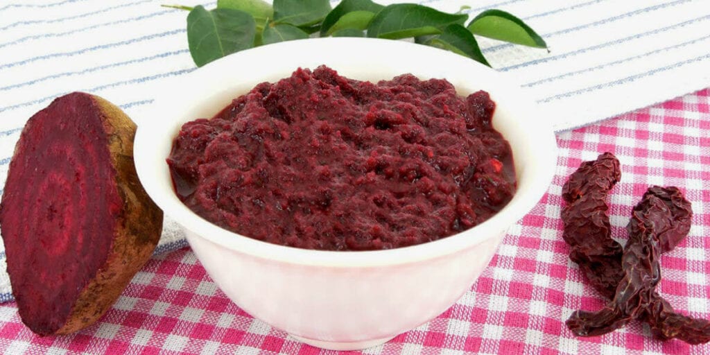 Beetroot dal chutney with rice