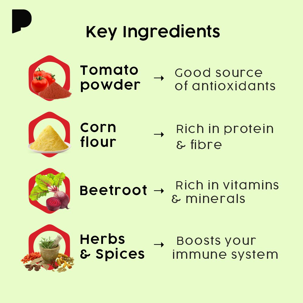 tomato soup key ingredient - tomato powder, corn flour, beetroot, herbs & spices